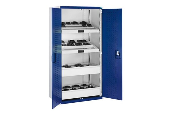 Cubio CNC Shelf - Cubio CNC Sliding Shelf -Tool Carriers for 3X Carriers, for 800X525 Cupboards. WxDxH: 675X400X220mm Ral 7035 _SKU-40523001.16V