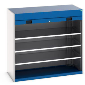 Roller Shutter Metal Cupboard - Cubio Cupboard with Roller Shutter Door, 3X Shelves. WxDxH: 1300X650X1200mm Ral 7035/5010 _SKU-40201012.11V