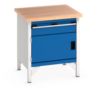Heavy Duty Storage Bench - Cubio Storage Bench (Mpx) with 1 Drawer / Door. WxDxH: 750X750X840mm Ral 7035/5010 _SKU-41002007.11V
