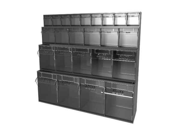 Plastic Tilt Bins - Tilt Box Mixed Kit 24 Compartments. WxDxH: 600X178X564mm Plastic Ral 7016 _SKU-02513026.19