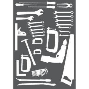 Tool Shadow Board Templates - Vinyl Overlay for Maintenance Tool 2. WxDxH: 990X457X2mm White _SKU-14030077