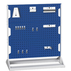 Perfo Panel Rack Double Sided And Hook Kit with 6 Panels - with 40 Piece Hook Kit. WxDxH: 1000X550X1125mm Ral 7035/5010 _SKU-16917200.11V
