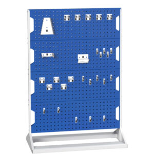 Tool Pegboard Stand with Hooks - Perfo Panel Rack Double Sided And Hook Kit with 8 Panels And 60 Piece Hook Kit. WxDxH: 1000X550X1450mm Ral 7035/5010 _SKU-16917201.11V