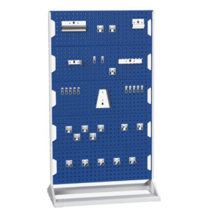 Freestanding Tool Pegboard with Hooks - Perfo Panel Rack Double Sided And Hook Kit with 10 Panels And 80 Piece Hook Kit. WxDxH: 1000X550X1775mm Ral 7035/5010 _SKU-16917202.11V