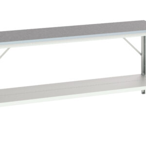 Verso Adj. Height Framework Bench with Full Depth Base Shelf And Lino Top. WxDxH: 2000X600X780-930mm Ral 7035 _SKU-16922007.16