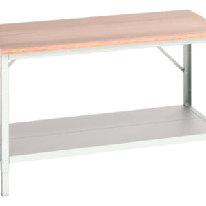 Verso Adjustable Height Framework Bench with Full Depth Base Shelf - with Mpx Top. WxDxH: 1500X800X780-930mm Ral 7035 _SKU-16922022.16
