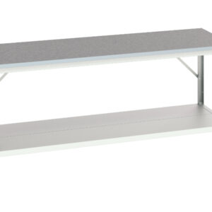 Verso Adj. Height Framework Bench with Full Depth Base Shelf And Lino Top. WxDxH: 2000X800X780-930mm Ral 7035 _SKU-16922027.16