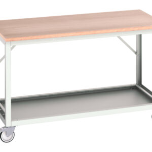 Heavy Duty Workstation On Wheels - Verso Mobile Workstand with Multiplex Worktop. WxDxH: 1500X800X930mm Ral 7035 _SKU-16922112.16