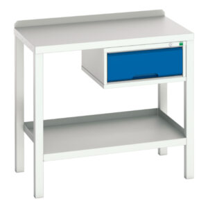 Workbench with Metal Worktop - Verso Welded Bench with 1 Drawer Cab And Steel Top. WxDxH: 1000X600X910mm Ral 7035/5010 _SKU-16922600.11