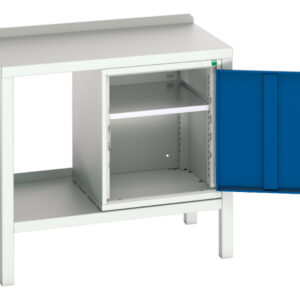 Steel Top Workbench - Verso Welded Bench with Cupboard And Steel Top. WxDxH: 1000X600X910mm Ral 7035/5010 _SKU-16922602.11