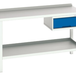 Steel Top Heavy Duty Workbench - Verso Welded Bench with 1 Drawer Cab And Steel Top. WxDxH: 1500X600X910mm Ral 7035/5010 _SKU-16922604.11