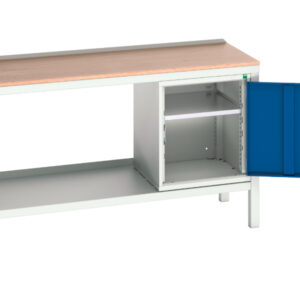 Workbench Multiplex Top - Verso Welded Bench with Cupboard And Mpx Top. WxDxH: 1500X600X930mm Ral 7035/5010 _SKU-16922607.11