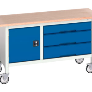 Bott Mobile Storage Bench - with Cupboard / 3 Drawer Cab. WxDxH: 1500X600X830mm Ral 7035/5010 _SKU-16923214.11