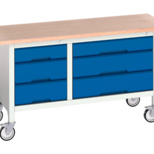 Heavy Duty Mobile Storage Workstation - Verso Mobile Storage Bench (Mpx) with 3 Drawer Cab / 3 Drawer Cab. WxDxH: 1500X600X830mm Ral 7035/5010 _SKU-16923215.11