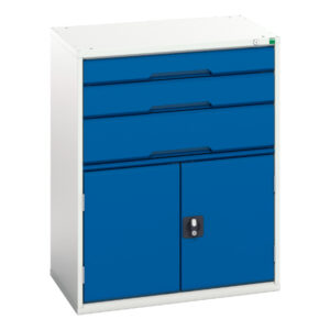 Industrial Furniture Drawers - Verso Drawer-Door Cabinet with 3 Drawers / Cupboard. WxDxH: 800X550X1000mm Ral 7035/5010 _SKU-16925161.11