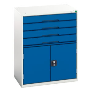 Industrial Workshop Drawers - Verso Drawer-Door Cabinet with 4 Drawers / Cupboard. WxDxH: 800X550X1000mm Ral 7035/5010 _SKU-16925165.11