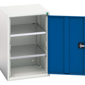 Metal Workshop Cupboard - Verso Shelf Cupboard with 2 Shelves. WxDxH: 525X550X800mm Ral 7035/5010 _SKU-16926038.11