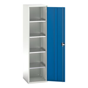 Tall Metal Cupboard - Verso Shelf Cupboard with 4 Shelves. WxDxH: 525X550X2000mm Ral 7035/5010 _SKU-16926067.11