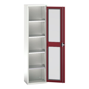 Verso Window Door Cupboard with 4 Shelves. WxDxH: 525X350X2000mm Ral 7035/3004 _SKU-16926073.24
