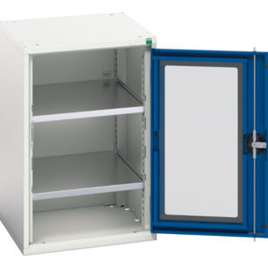 Lockable Ppe Metal Cupboard - Verso Window Door Cupboard with 2 Shelves. WxDxH: 525X550X800mm Ral 7035/5010 _SKU-16926074.11