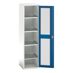 Verso Window Door Cupboard with 4 Shelves. WxDxH: 525X550X2000mm Ral 7035/5010 _SKU-16926077.11