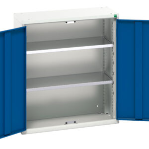 Small Metal General Storage Cupboards - Verso Wall / Shelf Cupboard with 2 Shelves. WxDxH: 800X350X900mm Ral 7035/5010 _SKU-16926111.11