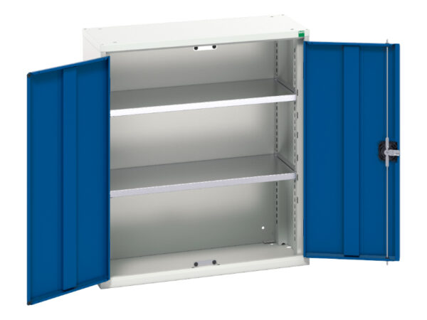 Small Metal General Storage Cupboards - Verso Wall / Shelf Cupboard with 2 Shelves. WxDxH: 800X350X900mm Ral 7035/5010 _SKU-16926111.11