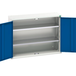 Metal office Cupboards Uk - Verso Wall / Shelf Cupboard with 2 Shelves. WxDxH: 1050X350X800mm Ral 7035/5010 _SKU-16926208.11