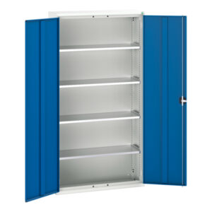 Workshop Steel Cabinet - Verso Shelf Cupboard with 4 Shelves. WxDxH: 1050X350X2000mm Ral 7035/5010 _SKU-16926219.11