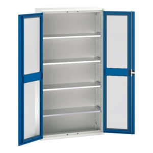 Verso Window Door Cupboard with 4 Shelves. WxDxH: 1050X350X2000mm Ral 7035/5010 _SKU-16926273.11