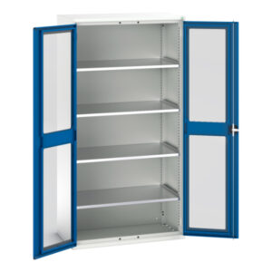 Verso Window Door Cupboard with 4 Shelves. WxDxH: 1050X550X2000mm Ral 7035/5010 _SKU-16926277.11
