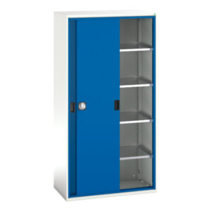 Verso Sliding Door Cupboard with 4 Shelves. WxDxH: 1050X550X2000mm Ral 7035/5010 _SKU-16926281.11