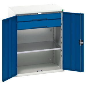 Verso Kitted Cupboard with 1 Shelf - 2 Drawers. WxDxH: 800X550X1000mm Ral 7035/5010 _SKU-16926453.11