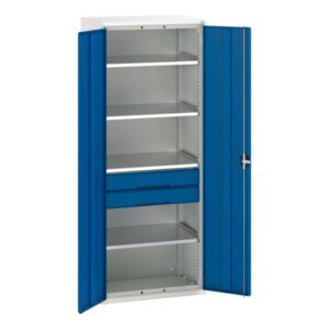 Metal Cupboard with Drawers - Verso Kitted Cupboard with 4 Shelves, 2 Drawers. WxDxH: 800X550X2000mm Ral 7035/5010 _SKU-16926455.11