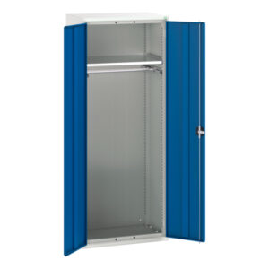 Steel Cabinet with 1 Shelf - Verso Kitted Cupboard with 1 Shelf, 1 Rail. WxDxH: 800X550X2000mm Ral 7035/5010 _SKU-16926459.11