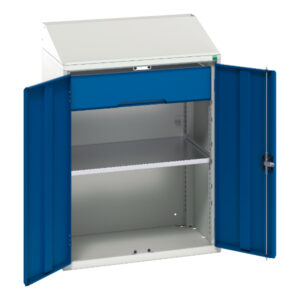 Bott Sloping Top Cabinet - Verso Lectern Cupboard with 1 Shelf, 1 Drawer. WxDxH: 800X550X1130mm Ral 7035/5010 _SKU-16926470.11