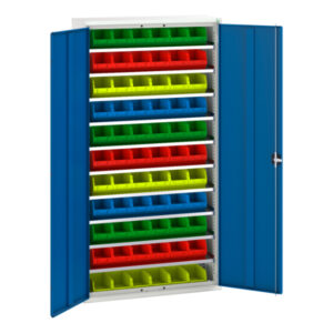 Verso Bin Cupboard with 10 Shelves, 66 Bins. WxDxH: 1050X350X2000mm Ral 7035/5010 _SKU-16926501.11
