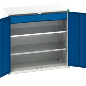 Metal Cabinet Wih Shelves - Verso Kitted Cupboard with 2 Shelves, 1 Drawer. WxDxH: 1050X550X1000mm Ral 7035/5010 _SKU-16926552.11
