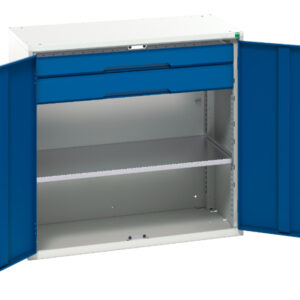 Verso Kitted Cupboard with 1 Shelf, 2 Drawers. WxDxH: 1050X550X1000mm Ral 7035/5010 _SKU-16926553.11
