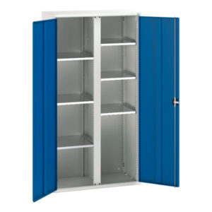 6 Shelve Metal Cupboard - Verso Kitted Cupboard with 6 Shelves. WxDxH: 1050X550X2000mm Ral 7035/5010 _SKU-16926580.11