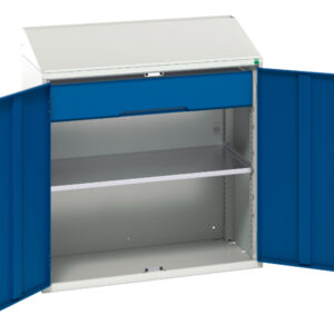 Verso Lectern Cupboard with 1 Shelf - 1 Drawer. WxDxH: 1050X550X1130mm Ral 7035/5010 _SKU-16926590.11