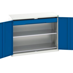 Bott Cupboard with Drawers - Verso Kitted Cupboard with 2 Shelves, 1 Drawer. WxDxH: 1300X550X1000mm Ral 7035/5010 _SKU-16926604.11