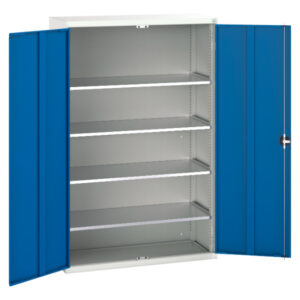 Verso Shelf Cupboard with 4 Shelves. WxDxH: 1300X550X2000mm Ral 7035/5010 _SKU-16926653.11