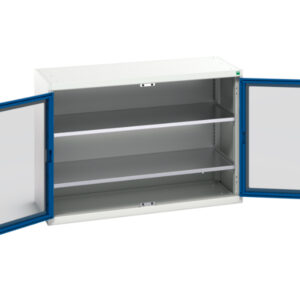 Verso Window Door Cupboard with 2 Shelves. WxDxH: 1300X550X900mm Ral 7035/5010 _SKU-16926661.11