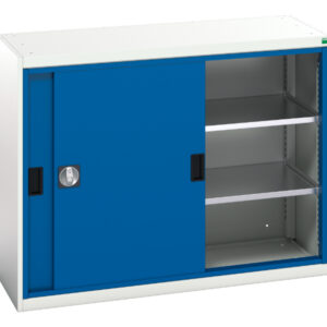 Verso Sliding Door Cupboard with 2 Shelves. WxDxH: 1300X550X1000mm Ral 7035/5010 _SKU-16926670.11
