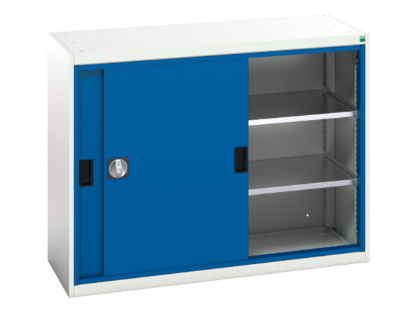 Verso Sliding Door Cupboard with 2 Shelves. WxDxH: 1300X550X1000mm Ral 7035/5010 _SKU-16926670.11