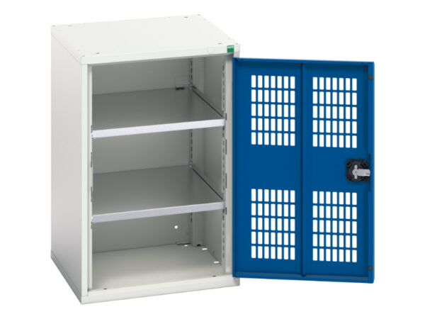 Mesh Door Vented Metal Cupboard - Verso Ventilated Door Cupboard with 2 Shelves. WxDxH: 525X550X800mm Ral 7035/5010 _SKU-16926720.11