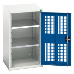 Mesh Door Vented Metal Cabinet - Verso Ventilated Door Cupboard with 2 Shelves. WxDxH: 525X550X900mm Ral 7035/5010 _SKU-16926721.11