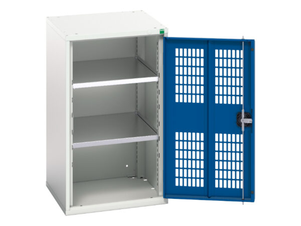 Mesh Door Vented Metal Cabinet - Verso Ventilated Door Cupboard with 2 Shelves. WxDxH: 525X550X900mm Ral 7035/5010 _SKU-16926721.11