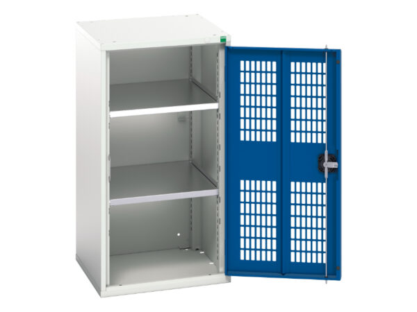 Small Metal Mesh Door Cupboard - Verso Ventilated Door Cupboard with 2 Shelves. WxDxH: 525X550X1000mm Ral 7035/5010 _SKU-16926722.11